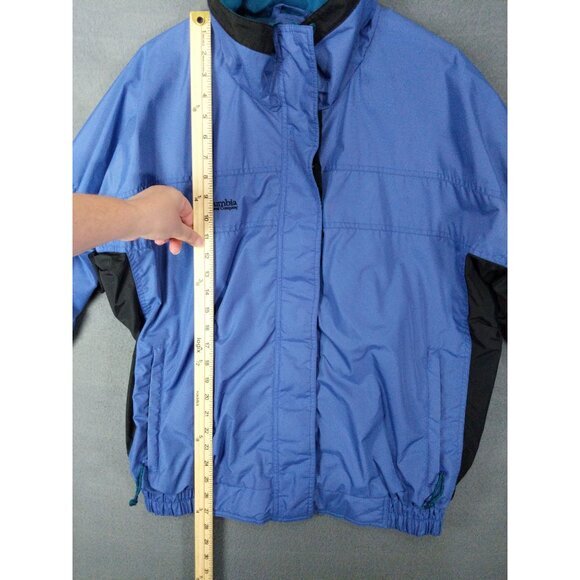 VNTG COLUMBIA Womens Bugaboo Jacket SZ L Zip Snap Button Windbreaker Collar Blue - Picture 4 of 13